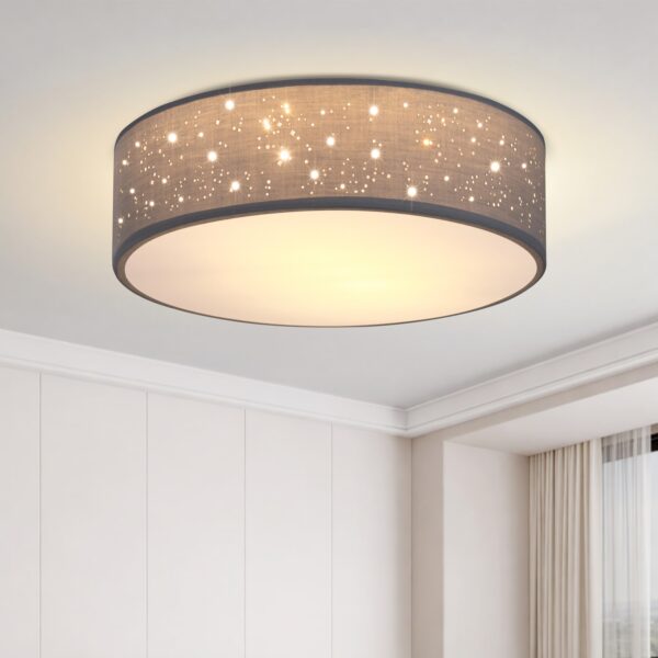 Deckenlampe Grau Stoff Ø38cm Sternenhimmel – Bild 2