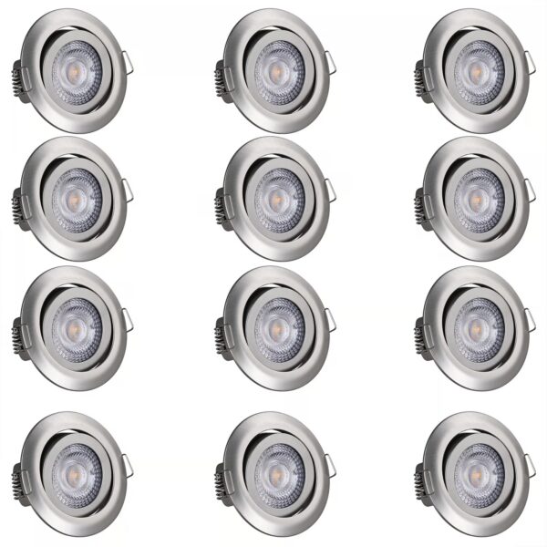 LED Einbauleuchte Krog 12er-Set Nickel