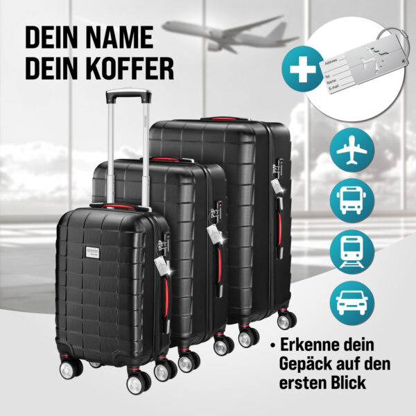 Hartschalenkoffer-Set Exopack 3-tlg Schwarz ABS Zubehör – Bild 2