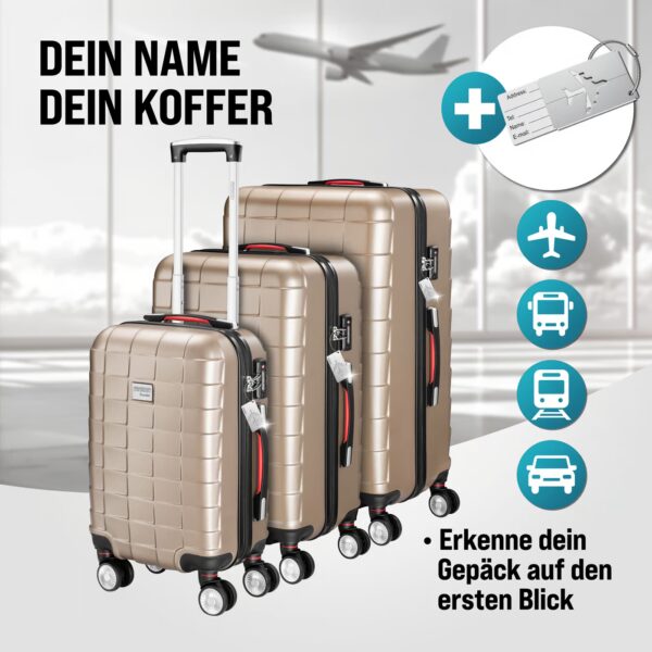 Hartschalenkoffer-Set Exopack 3-tlg Champagner ABS Zubehör – Bild 2