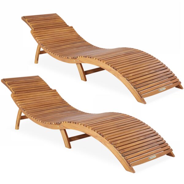 Faltbare Gartenliege 2er-Set Akazienholz FSC®-zertifiziert Faltbare Gartenliege 2er-Set Akazienholz FSC®-zertifiziert