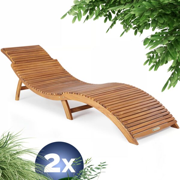 Faltbare Gartenliege 2er-Set Akazienholz FSC®-zertifiziert – Bild 2 Faltbare Gartenliege 2er-Set Akazienholz FSC®-zertifiziert – Bild 2