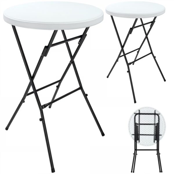 Stehtisch klappbar 2er-Set Kunststoff Ø72cm Weiß