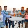 Stehtisch klappbar 2er-Set Kunststoff Ø72cm Weiß – Bild 2
