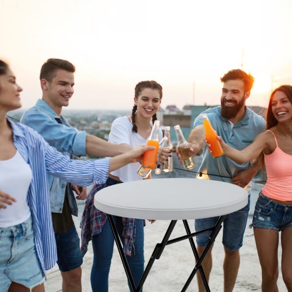 Stehtisch klappbar 2er-Set Kunststoff Ø72cm Weiß – Bild 2