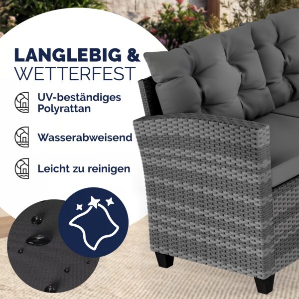 Polyrattan Ecklounge Lissabon Grau/Anthrazit inkl Kissen – Bild 2