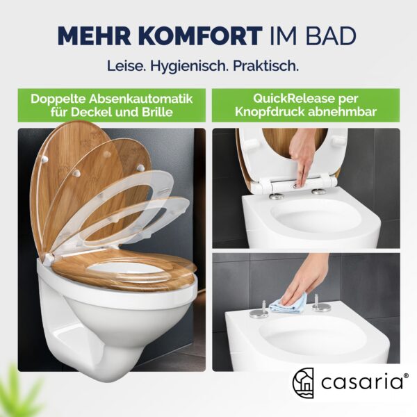Toilettensitz Bambus mit Absenkautomatik – Bild 2