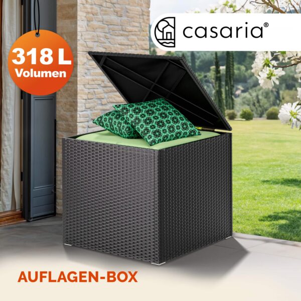 Gartenbox Polyrattan 318L Schwarz mit Innenverkleidung wetterfest – Bild 2