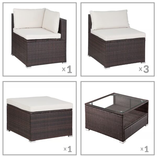 Polyrattan Ecklounge Braun/Creme dicke Rückenpolster – Bild 2 Polyrattan Ecklounge Braun/Creme dicke Rückenpolster – Bild 2