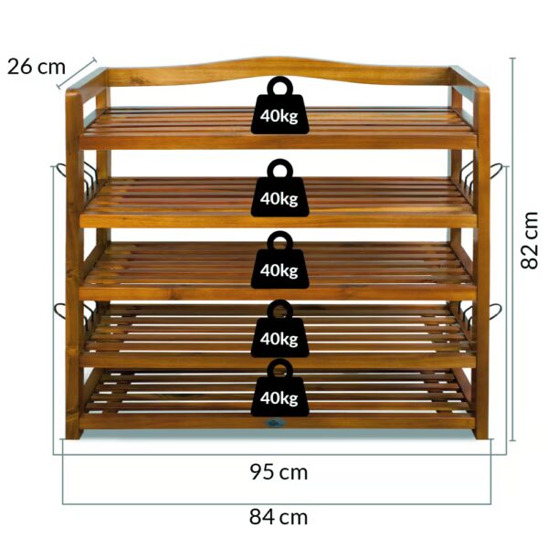 Schuhregal 2er-Set Akazienholz 82x95x26cm – Bild 2