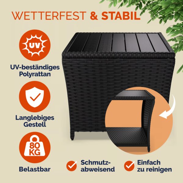 Polyrattan Beistelltisch Vedis Schwarz 45x45x40cm – Bild 2 Polyrattan Beistelltisch Vedis Schwarz 45x45x40cm – Bild 2
