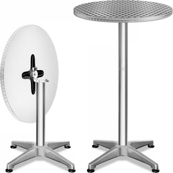 Stehtisch 2er-Set Ø60cm Alu klappbar höhenverstellbar Silber