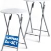 Stehtisch 2er-Set klappbar Ø60cm Marmoroptik Weiß 110cm Höhe