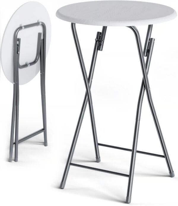 Stehtisch 2er-Set Ø60cm klappbar Holzdekor Weiß Stehtisch 2er-Set Ø60cm klappbar Holzdekor Weiß