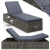 Polyrattan Gartenliege Grau/Anthrazit 200x58x33cm