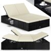 Polyrattan Gartenliege Schwarz/Creme 200x115x33cm Polyrattan Gartenliege Schwarz/Creme 200x115x33cm