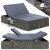 Polyrattan Gartenliege Grau/Anthrazit 200x115x33cm Polyrattan Gartenliege Grau/Anthrazit 200x115x33cm