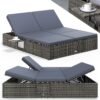 Polyrattan Sonnenliege Grau/Anthrazit 200x160x33cm
