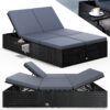 Polyrattan Gartenliege Schwarz/Anthrazit 200x115x33cm