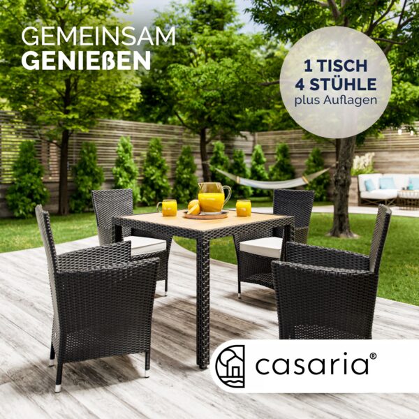 Polyrattan Garten-Sitzgruppe Korfu 5-tlg Schwarz – Bild 2