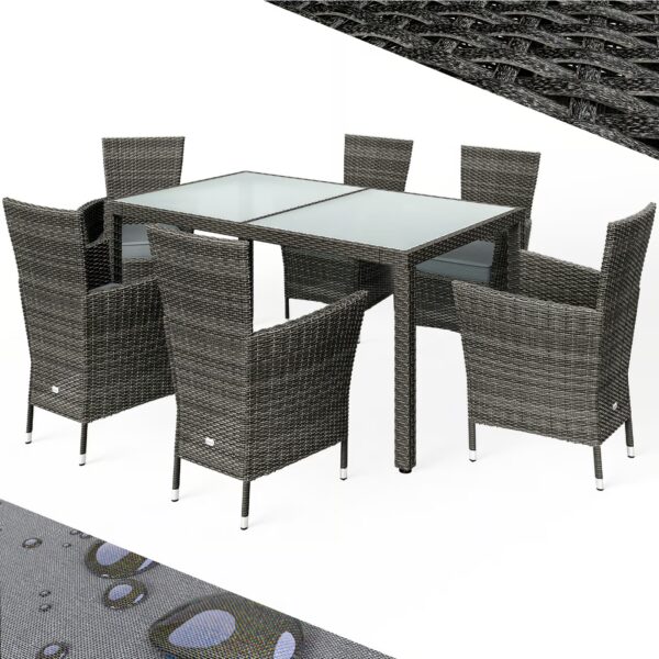Polyrattan Garten-Sitzgruppe 7-tlg Grau/Anthrazit Polyrattan Garten-Sitzgruppe 7-tlg Grau/Anthrazit