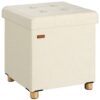 Sitzhocker Beige Samt 42x38x38cm faltbar