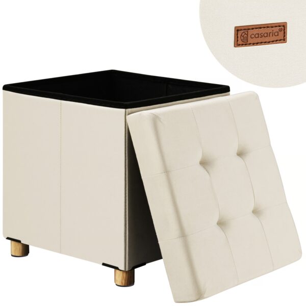 Sitzhocker Beige Samt 42x38x38cm faltbar – Bild 2