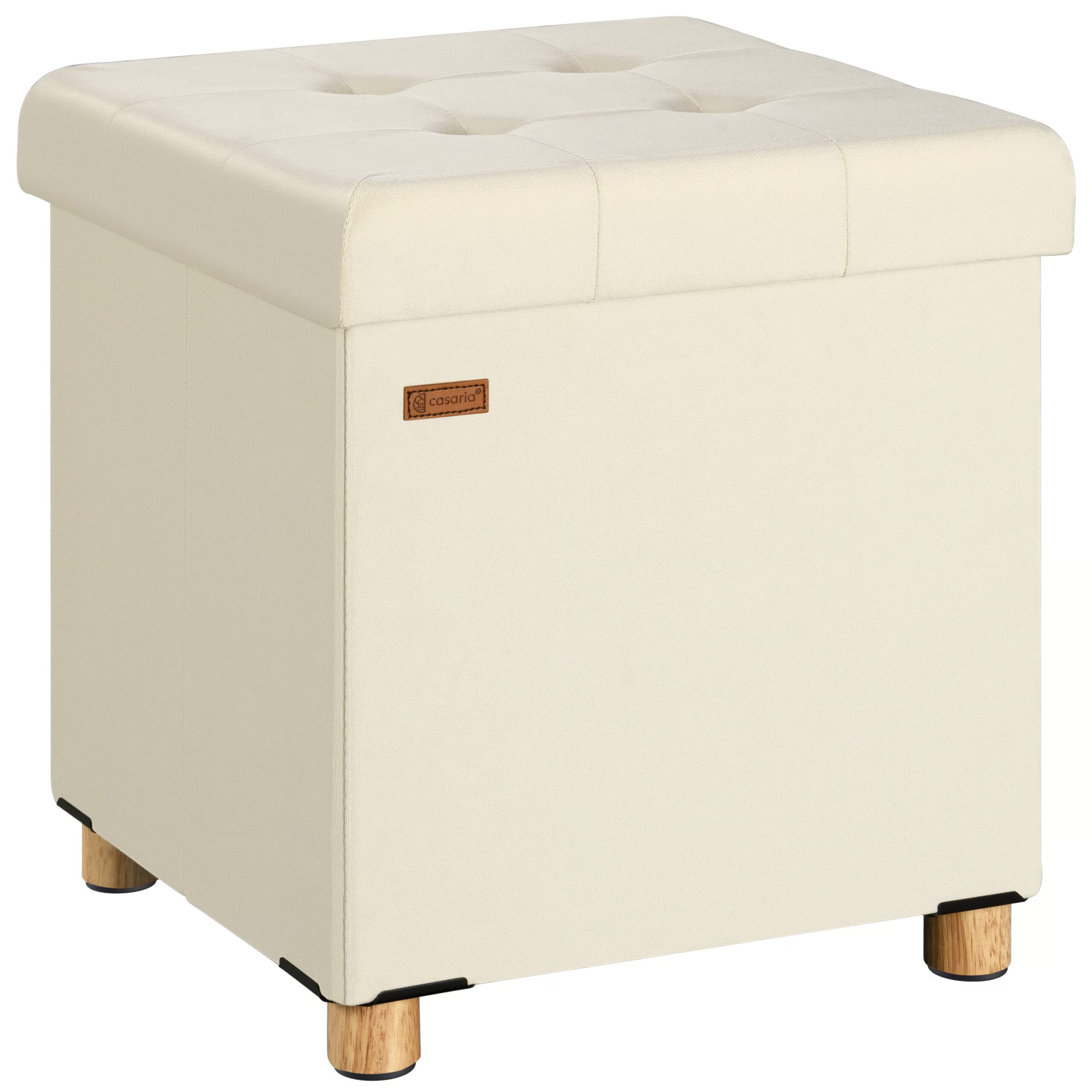 Sitzhocker Beige Samt 42x38x38cm faltbar