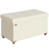 Sitzbank Beige Samt 76x38x42cm mit Stauraum faltbar