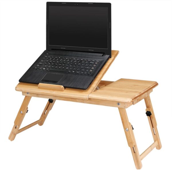 Laptoptisch Bambus 2er-Set 55x28x35cm Belüftungslöcher & Schublade – Bild 2