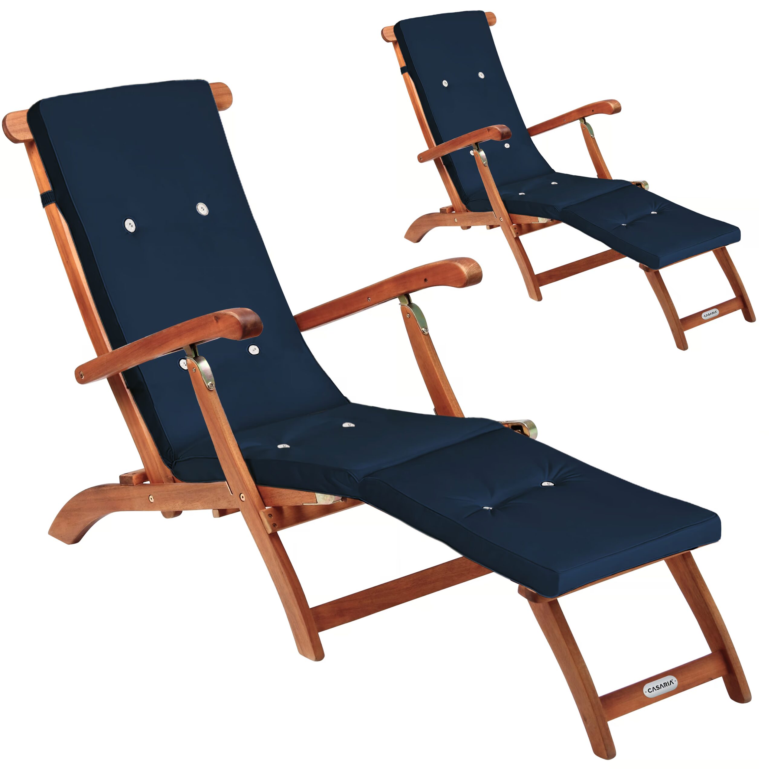 Gartenliege Queen Mary® 2er-Set Akazie FSC®-zertifiziert inkl Auflage Blau