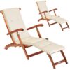 Gartenliege Queen Mary® 2er-Set Akazie FSC®-zertifiziert inkl Auflage Creme