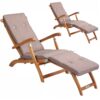 Gartenliege Queen Mary® 2er-Set Akazie FSC®-zertifiziert inkl Auflage Creme meliert