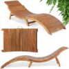 Faltbare Gartenliege Akazie FSC®-zertifiziert inkl Auflage Rot – Bild 2
