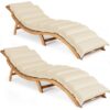 Faltbare Gartenliege 2er-Set Akazie FSC®-zertifiziert inkl Auflage Creme