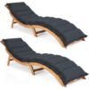 Faltbare Gartenliege 2er-Set Akazie FSC®-zertifiziert inkl Auflage Anthrazit
