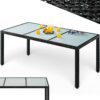 Polyrattan Gartentisch Schwarz 190x90x75cm Glas