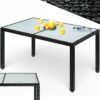 Polyrattan Gartentisch Schwarz 150x90x75cm Glas
