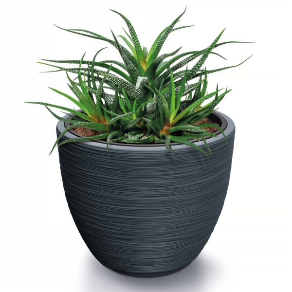 Blumentopf Rillen Grau Kunststoff 40x32cm – Bild 2
