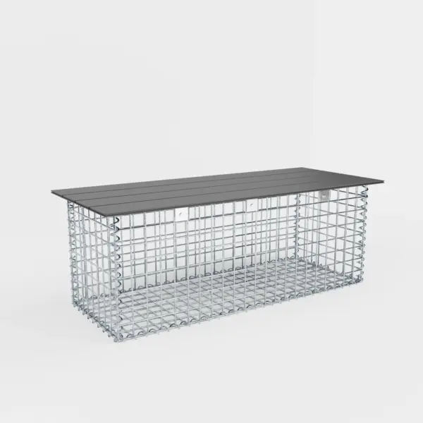 Gartenbank Spiralgabione 105 x 50 x 40 cm - MW 5 x 5 cm, mit Recyclingauflage in anthrazit