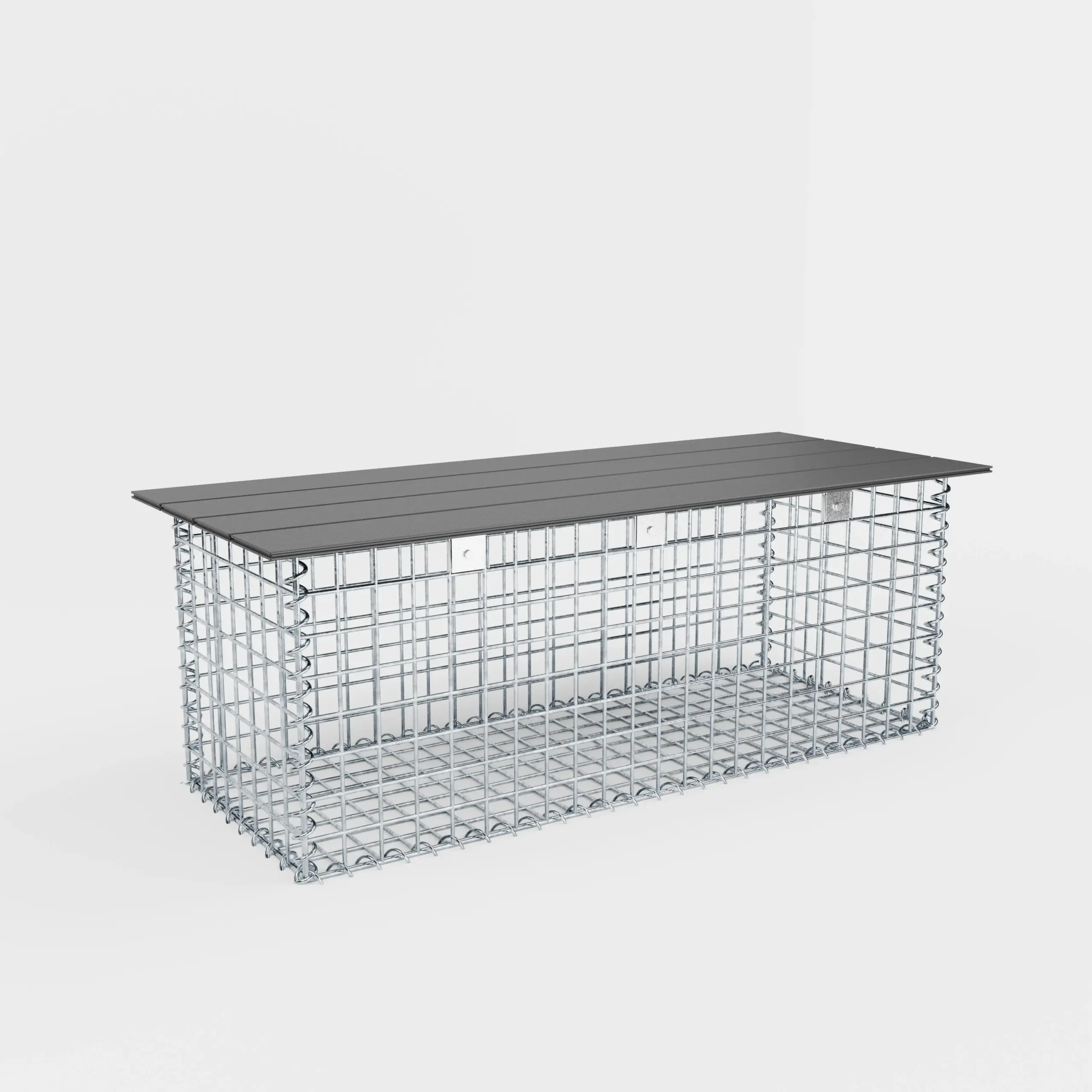 Gartenbank Spiralgabione 105 x 50 x 40 cm - MW 5 x 5 cm, mit Recyclingauflage in anthrazit