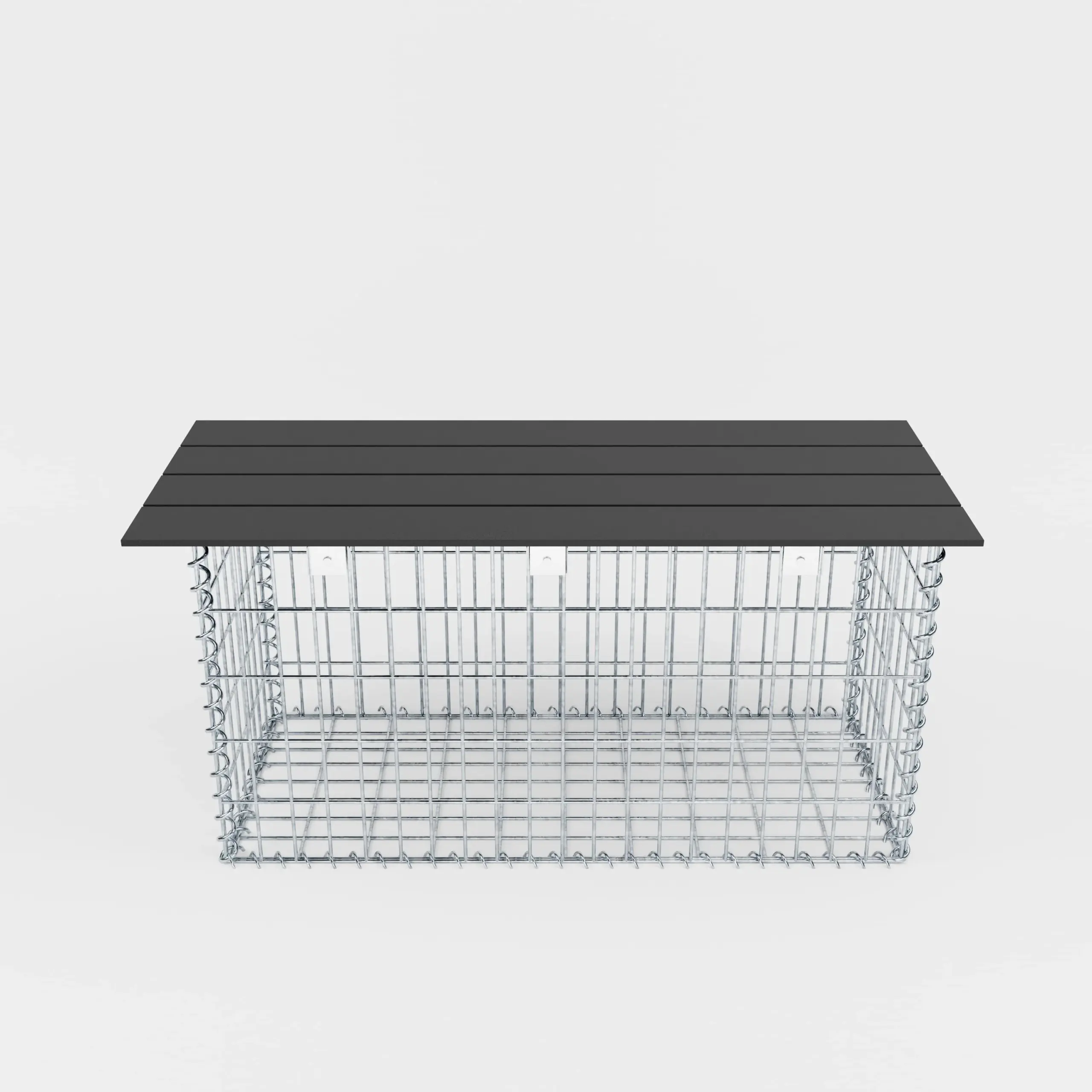 Gartenbank Spiralgabione 105 x 50 x 40 cm - MW 5 x 10 cm, mit Recyclingauflage in anthrazit