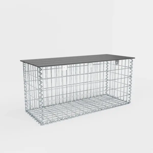 Gartenbank Spiralgabione 105 x 50 x 50 cm - MW 5 x 10 cm, mit Recyclingauflage in anthrazit