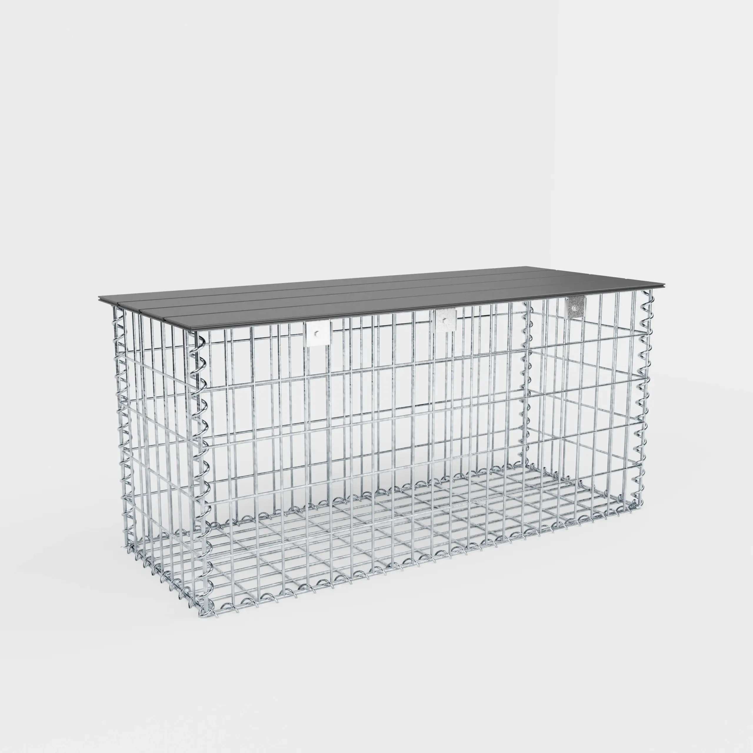 Gartenbank Spiralgabione 105 x 50 x 50 cm - MW 5 x 10 cm, mit Recyclingauflage in anthrazit