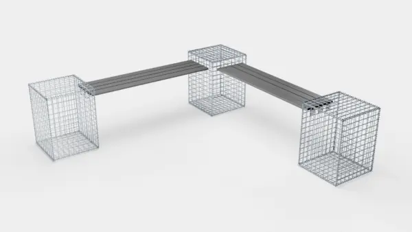 Gartenbank 3 Spiralgabionen - 205 x 60 x 40 cm (L x H x T) MW 5 x 5 cm, mit Recyclingauflage in anthrazit