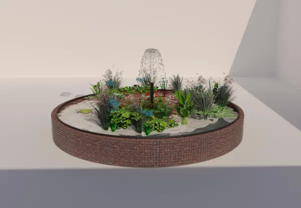 Gabionen Hochteich rund, Außendurchmesser 442 cm, Höhe 50 cm, Maschenweite 5 x 5 cm, Wandstärke 15 cm