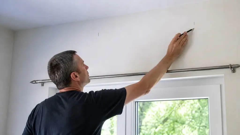 Gardinenstange direkt über dem Fensterrahmen im Vergleich zur höher montierten Variante