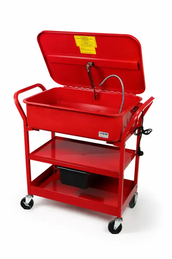 HBM 90 Liter Teilewaschgerät auf Rädern, Teilereiniger mit Pumpe