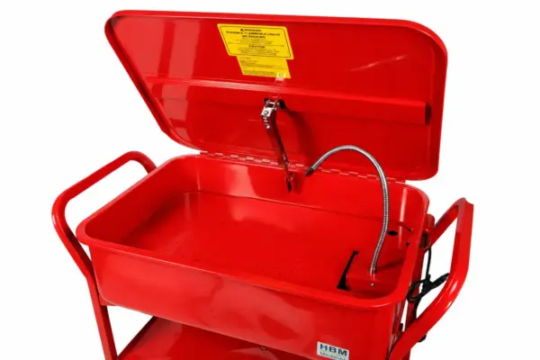 HBM 90 Liter Teilewaschgerät auf Rädern, Teilereiniger mit Pumpe – Bild 2