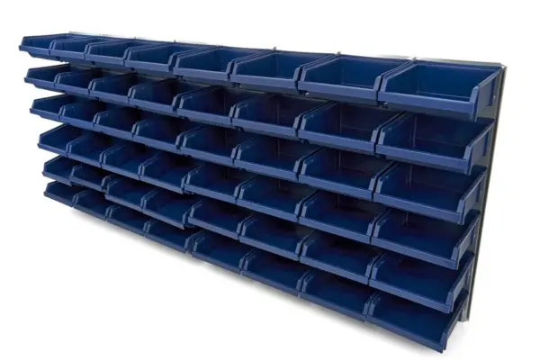 Raaco 181204 Stapelboxen + Wandregal 48-teiliges Set , Sichtlagerkästen - Stahl - 1040 x 440 mm – Bild 2
